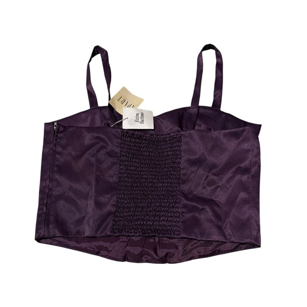 Apart Impressions Purple Satin Corset Style Top Size 16 With Adjustable Straps - Picture 4 of 7